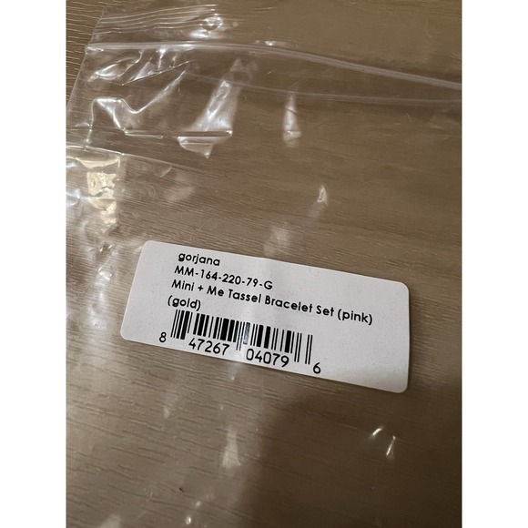 NOC GORJANA Mini & Me Bracelet Set With Hot Pink Tassels‎ Gold - Picture 2 of 4